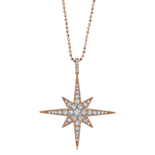 Custom Design Rose Gold Pave-set CZ Women Starburst Necklace
