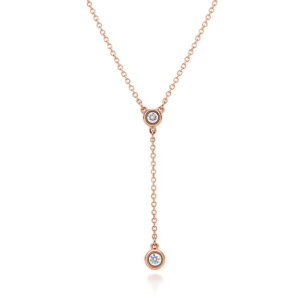 Latest Design Rose Gold Plated 925 Silver Two CZ by the Yard Necklace