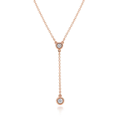 Latest Design Rose Gold Plated 925 Silver Two CZ by the Yard Necklace