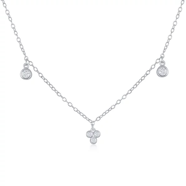 Sterling Silver Multi-Bezel Set By the Yard Cubic Zirconia Choker Necklace