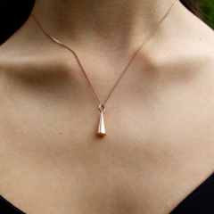 Landou Jewelry High Polish Sterling Silver Plain Geometric Cone Pendant Necklace