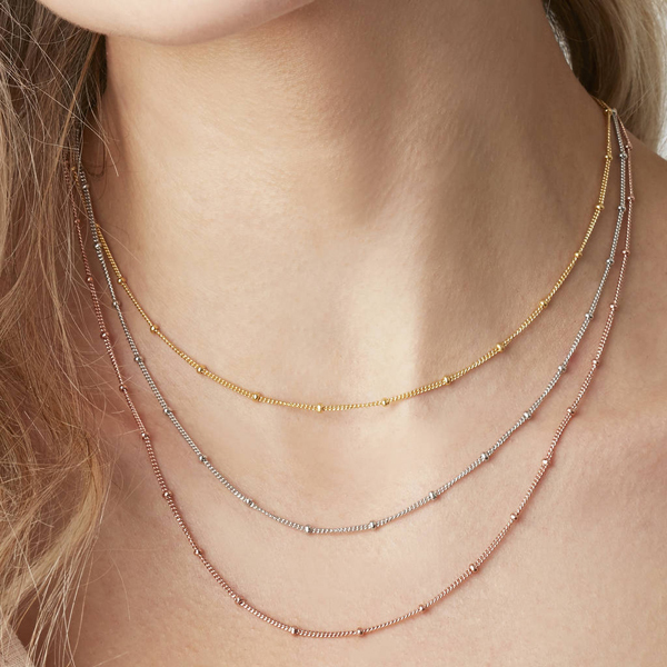 Landou Jewelry 925 Sterling Silver Single Bead Chain Necklace