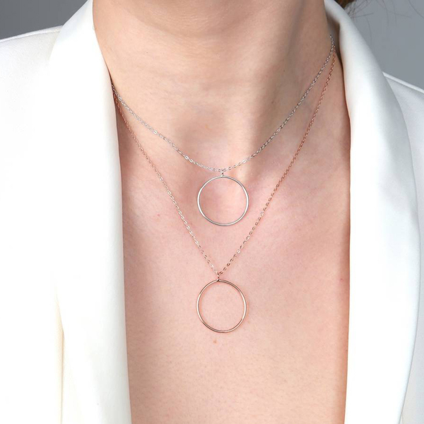 Hot Sale Jewelry Sterling Silver Big Circle Pendant Necklace 18 inches