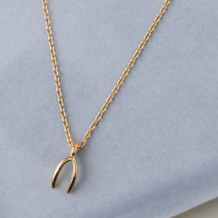 Chunky Design Sterling Silver Plain Y Shape Lucky Wishbone Necklace