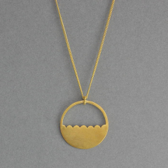 Silver Plain 14K Matt Gold Finished Scalloped Semi Circle Necklace