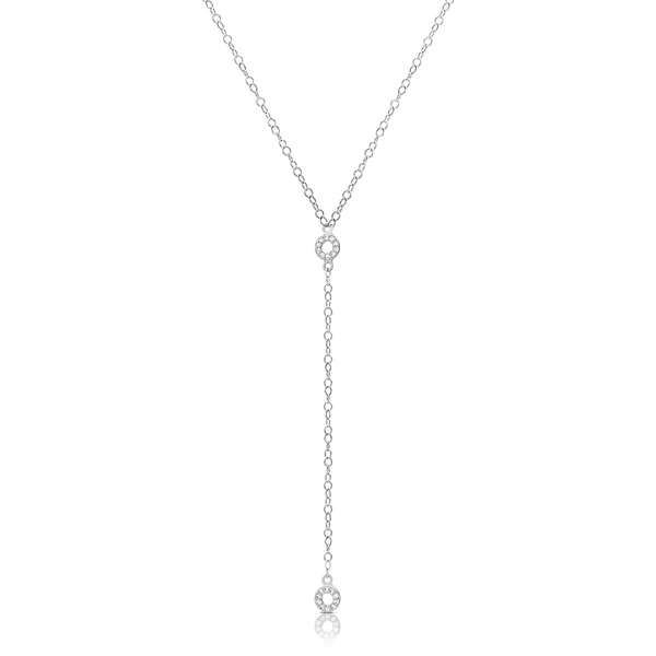 Sterling Silver Gold Over Cubic Zirconia Round Circle Y Women Necklace