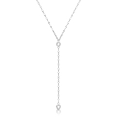 Sterling Silver Gold Over Cubic Zirconia Round Circle Y Women Necklace