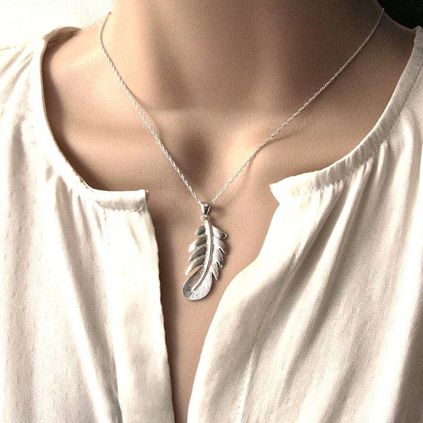 Landou Jewelry Sterling Silver High Polish 14K Gold Personlised Feather Necklace