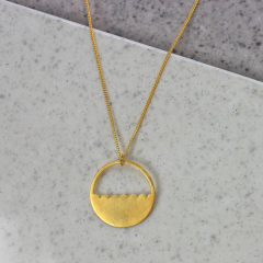 Silver Plain 14K Matt Gold Finished Scalloped Semi Circle Necklace