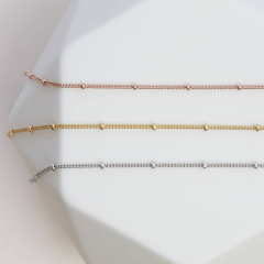 Landou Jewelry 925 Sterling Silver Single Bead Chain Necklace
