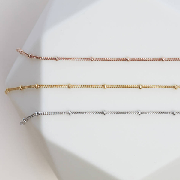 Landou Jewelry 925 Sterling Silver Single Bead Chain Necklace