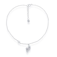Italian Jewelry Sterling Silver Cubic Zirconia Cut Flipflop Smart Bracelet