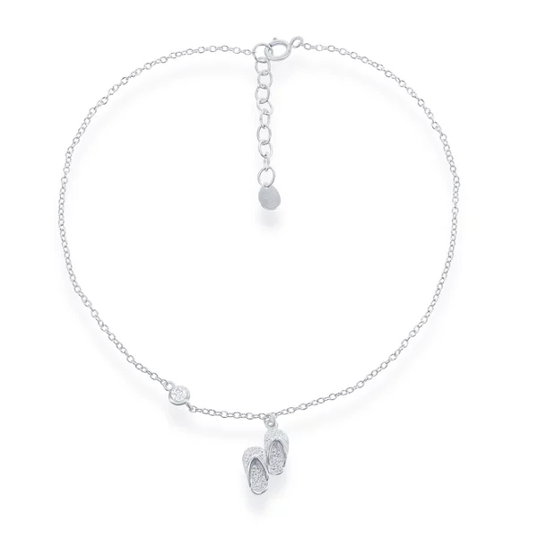 Italian Jewelry Sterling Silver Cubic Zirconia Cut Flipflop Smart Bracelet