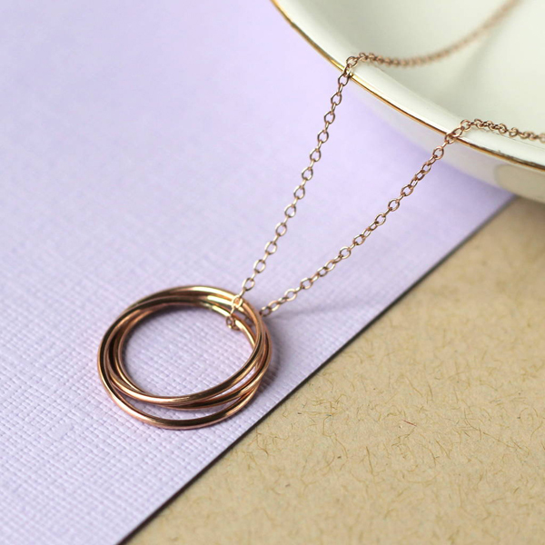 Landou Jewelry High Polish Rose Gold Three Circle Fill Nest Necklace