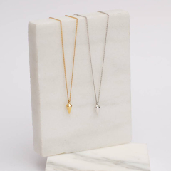 18K Gold Finished Sterling Silver Petite Spike Necklae for Young Girls
