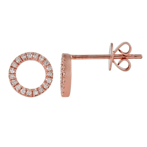 Landou Jewelry Sterling Silver Micropave Cubic Zirconia Circle Stud Earrings