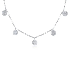 Sterling Silver Pave Mini Cubic Zirconia Discs by the Yard Choker Necklace
