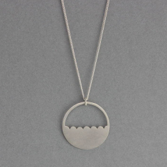 Silver Plain 14K Matt Gold Finished Scalloped Semi Circle Necklace