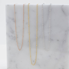 Landou Jewelry 925 Sterling Silver Single Bead Chain Necklace