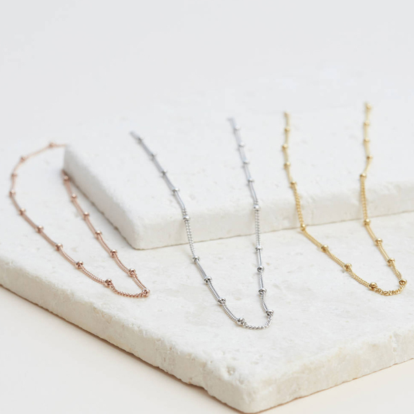 Landou Jewelry 925 Sterling Silver Single Bead Chain Necklace
