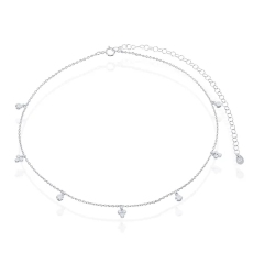 Sterling Silver Multi-Bezel Set By the Yard Cubic Zirconia Choker Necklace