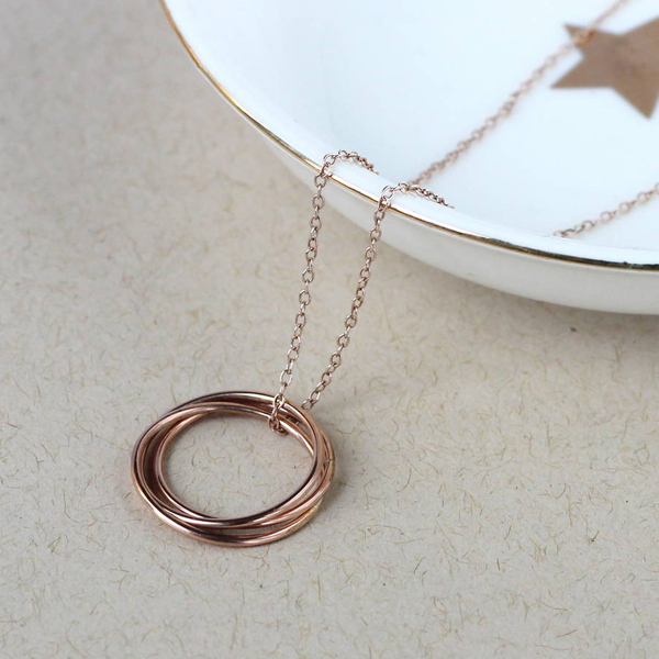 Landou Jewelry High Polish Rose Gold Three Circle Fill Nest Necklace