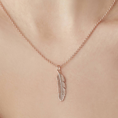 Germany Jewelry Fashion Sterling Silver High Polish Leaf Pendant Necklace