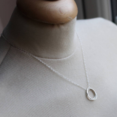 Landou Jewelry High Polish Rose Gold Three Circle Fill Nest Necklace
