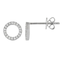 Landou Jewelry Sterling Silver Micropave Cubic Zirconia Circle Stud Earrings