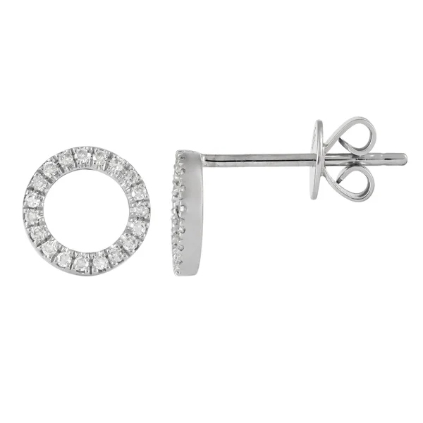 Landou Jewelry Sterling Silver Micropave Cubic Zirconia Circle Stud Earrings