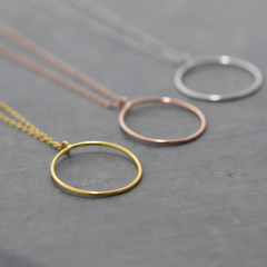 Hot Sale Jewelry Sterling Silver Big Circle Pendant Necklace 18 inches