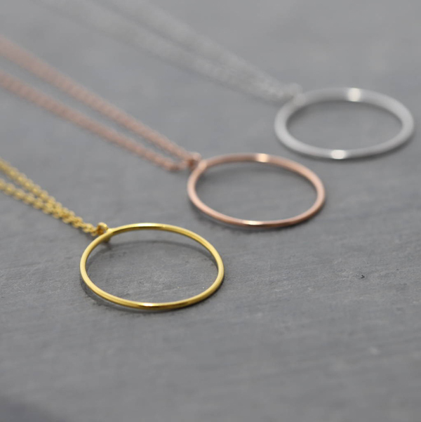 Hot Sale Jewelry Sterling Silver Big Circle Pendant Necklace 18 inches