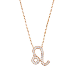 Fashion Jewelry Rose Gold Micropave CZ 12 Star Signs Zodiac Necklace