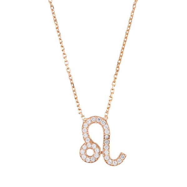 Fashion Jewelry Rose Gold Micropave CZ 12 Star Signs Zodiac Necklace