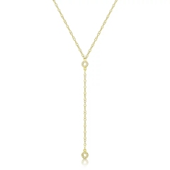 Sterling Silver Gold Over Cubic Zirconia Round Circle Y Women Necklace
