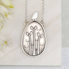 Landou Tradition Jewish Jewelry Thai silver Finished Bird and Leaves Desinger Necklace