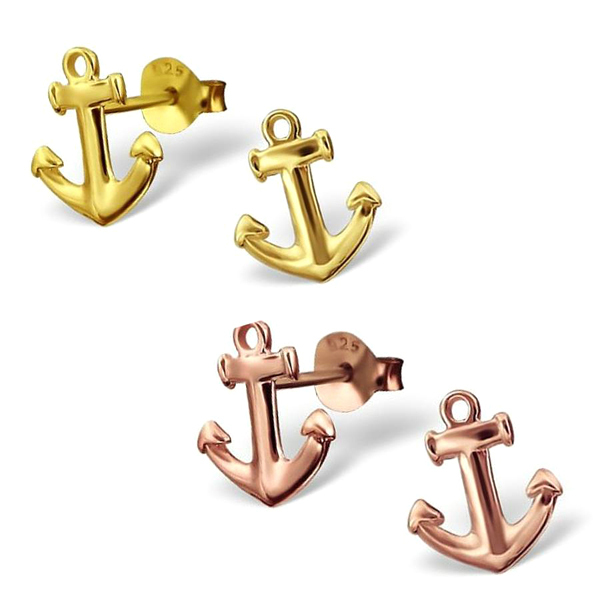 Petite Dedsign Sterling Silver High Polish Stud Anchor Earrings Ireland