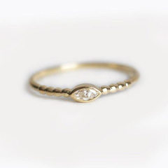 Simple Sterling Silver Marquise Ring, Sideways Cubic Zirconia Dainty Ring