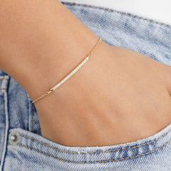 Fashion Jewelry Sterling Silver Micropave Cubic Zirconia Style Bar Bracelet