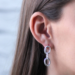 Fashion Jewelry 925 Sterling Silver Thick Chain Link Earrings