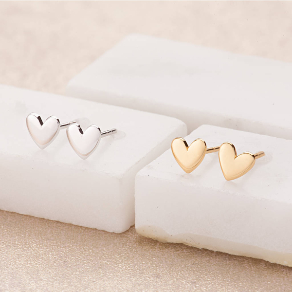 Tiny Design Sterling Silver Mini Heart Stud Earrings for Young Girls