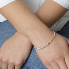 Landou Jewelry Sterling Silver 30th Tiny Ring Birthday Bangle for Gift