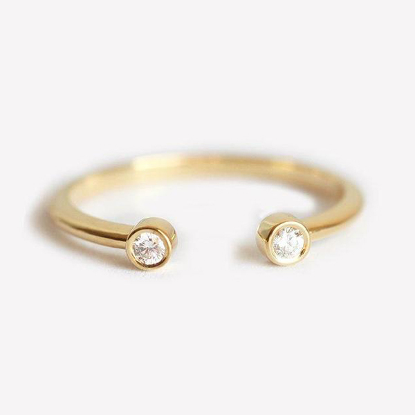 Delicate Design Sterling Silver Cubic Zirconia Adjustable Open Band Ring
