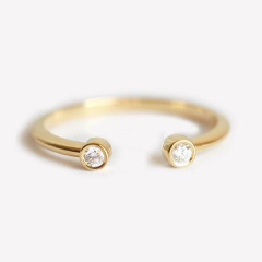 Delicate Design Sterling Silver Cubic Zirconia Adjustable Open Band Ring