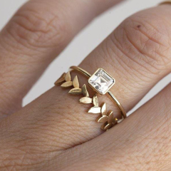 Sterling Silver Asscher-cut Cubic Zirconia Solitaire Fancy Ring For Her