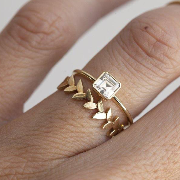 Sterling Silver Asscher-cut Cubic Zirconia Solitaire Fancy Ring For Her