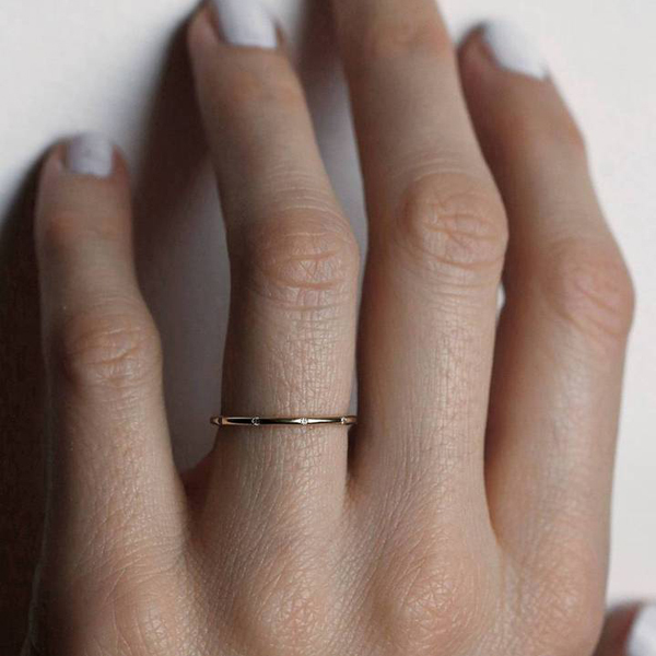 Simple 925 Sterling Silver Cubic Zirconia Thin Eternity Wedding Band Ring