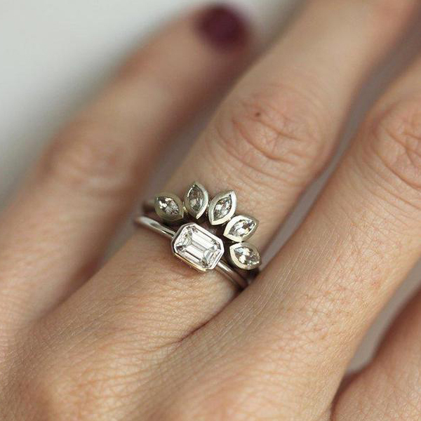 Sterling Silver Emerald Cut Cubic Zirconia Ring, Classic Solitaire Ring for Women