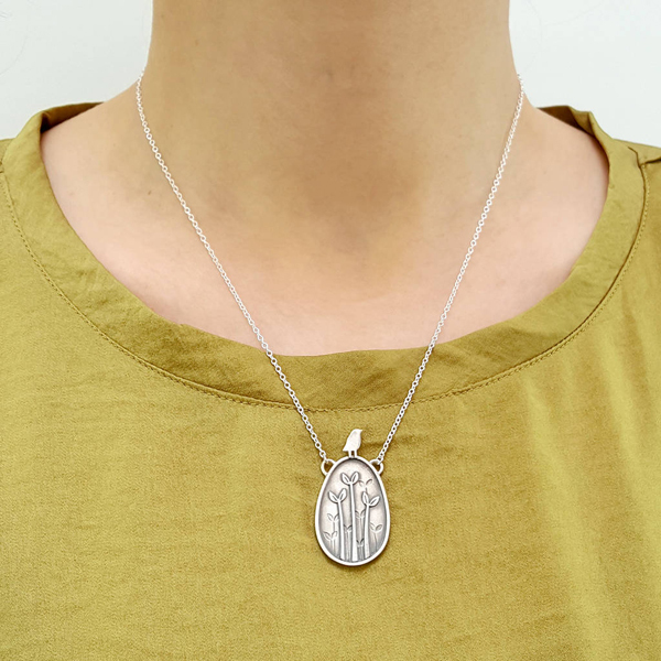 Landou Tradition Jewish Jewelry Thai silver Finished Bird and Leaves Desinger Necklace
