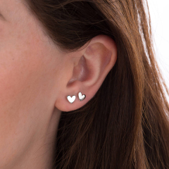 Tiny Design Sterling Silver Mini Heart Stud Earrings for Young Girls